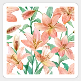 Spring transparent Lily flowers. Translucent watercolor tropical flowers. Spring blossom composition Sticker